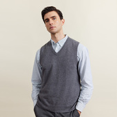 圣雪绒23秋冬新款 男V领纯色混纺羊绒背心基础款 套头针织背心