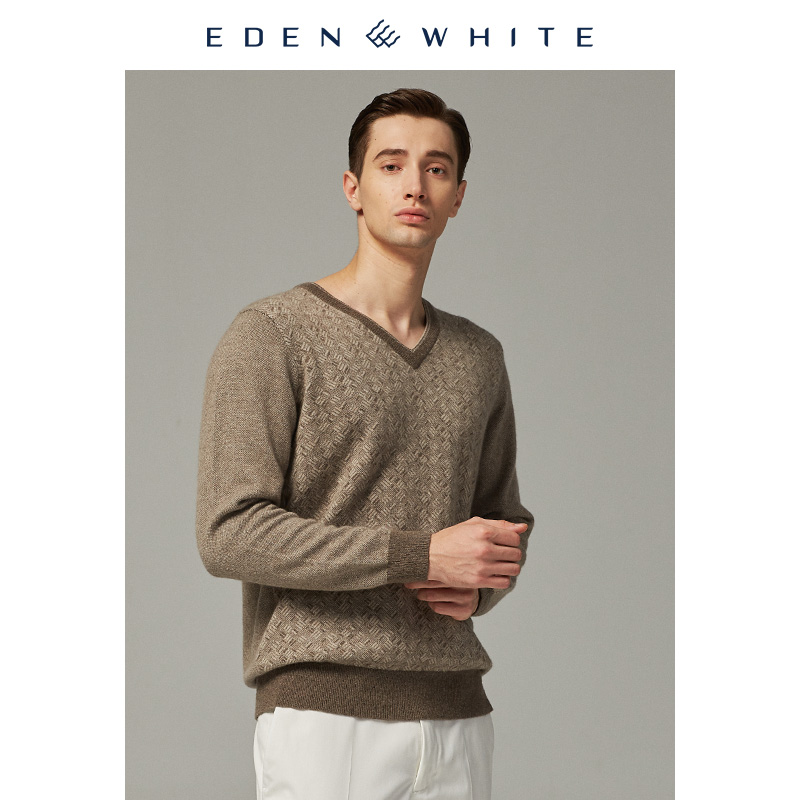 圣雪绒2019秋冬新品几何羊绒衫