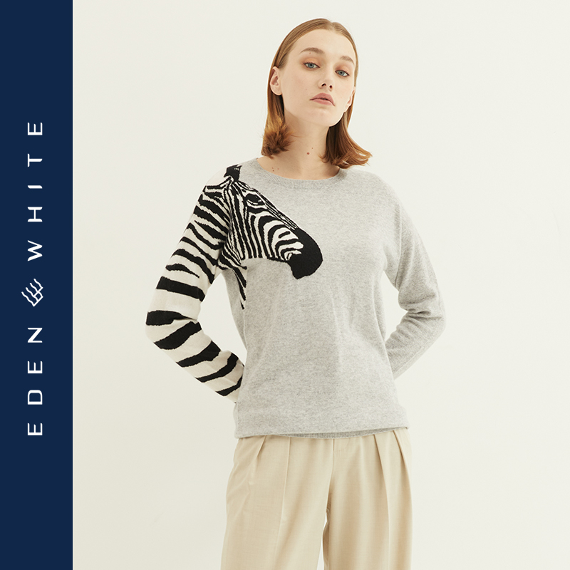 秋冬圆领羊绒衫复古打底针织衫