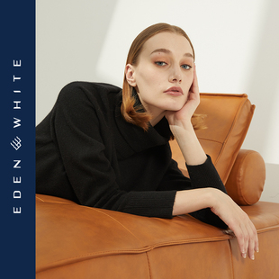 简约宽松针织衫 圣雪绒2021秋冬新款 女两翻领纯色羊绒衫