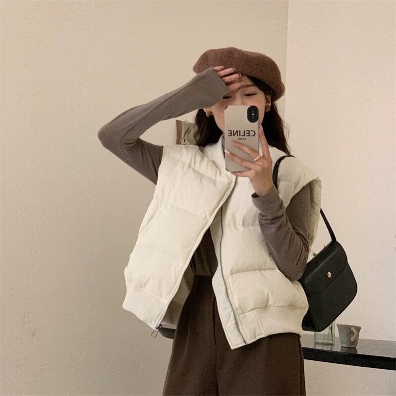 2024秋冬款羽绒棉服马甲女冬季宽松加厚短款背心马夹外套