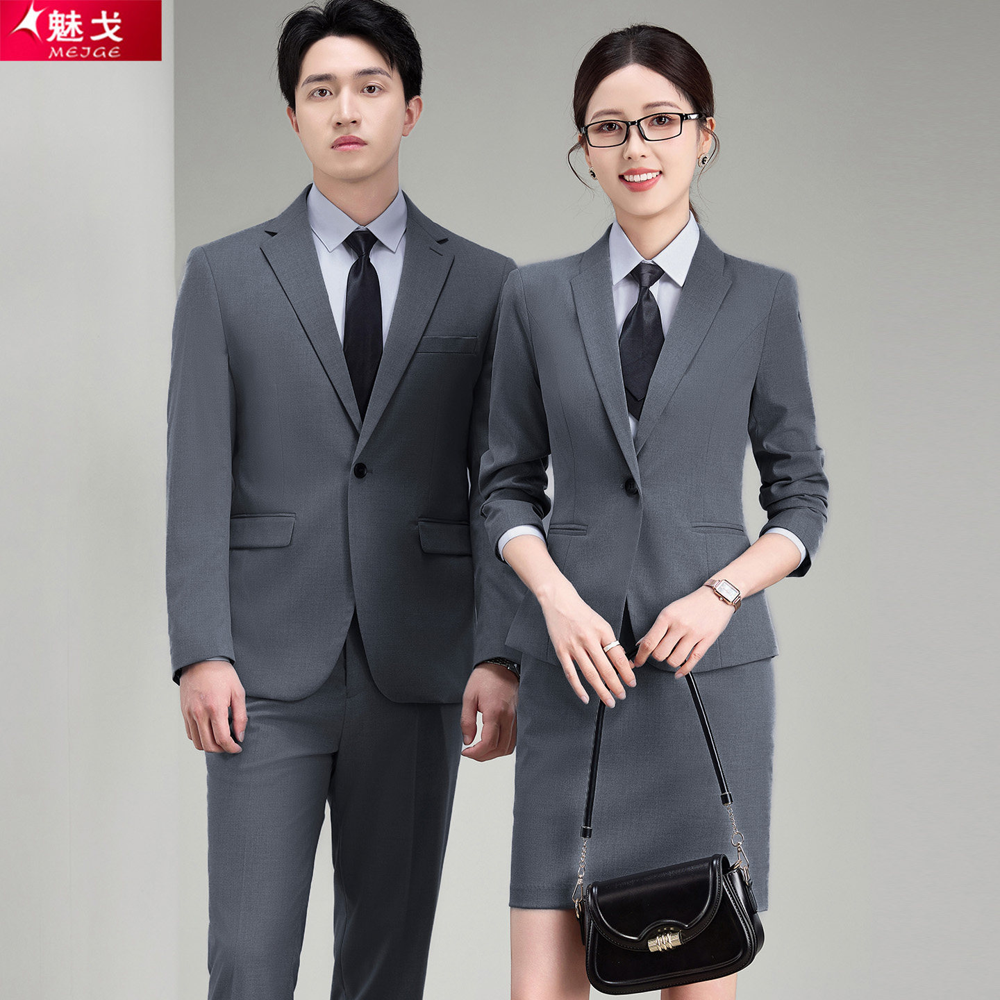 深灰色职业西服套装男女商务正装4S店工作服秋季教师气质西装外套
