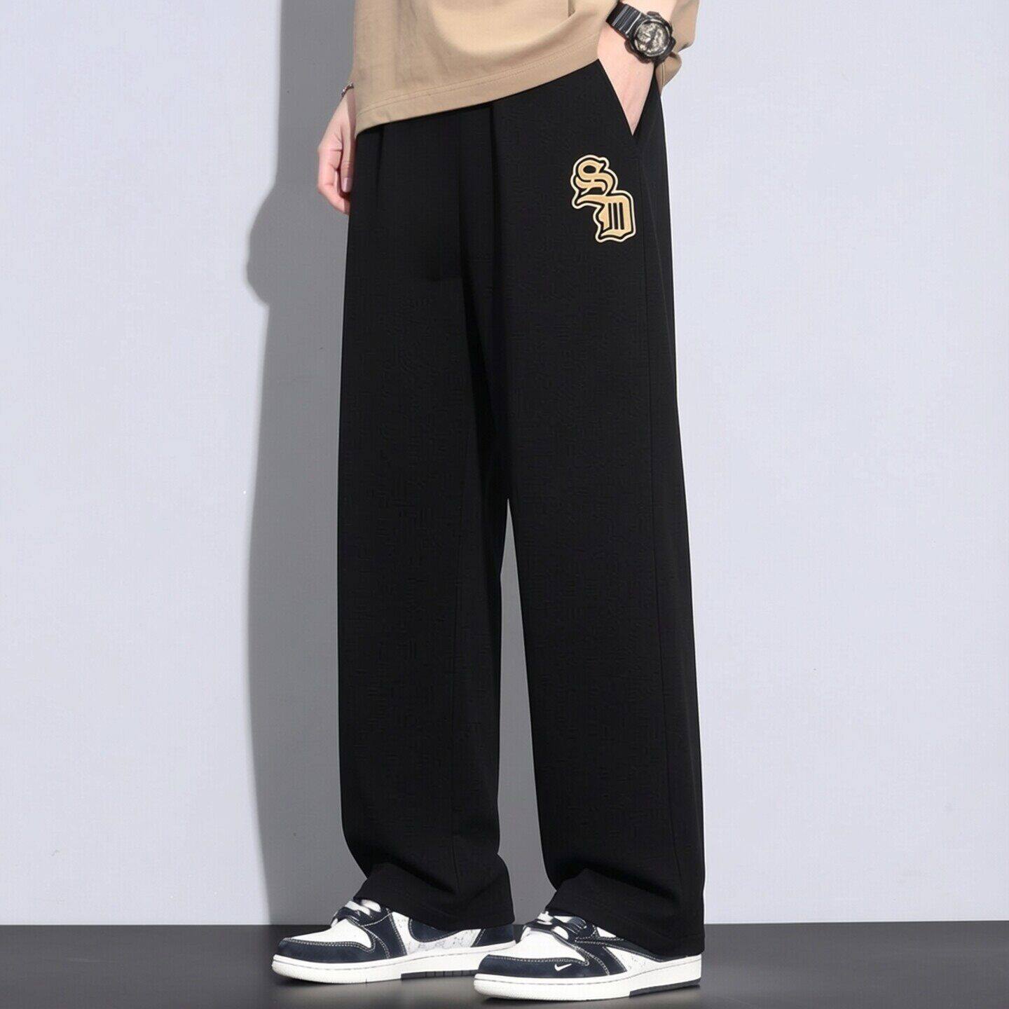 男士宽松直筒休闲裤加肥加大黑色速干高弹运动长裤大码薄款透气潮