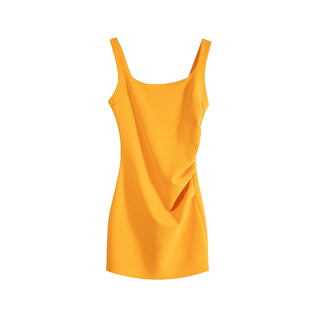 肯豆同款2025夏辣妹背心白色吊带短裙女机能风紫色包臀紧身连衣裙