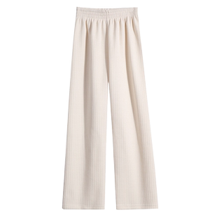 白色灯芯绒阔腿裤女春秋高腰垂感宽松休闲直筒秋冬加绒雪尼尔裤子