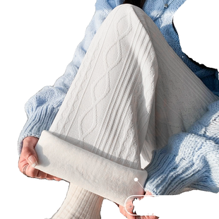 加绒麻花纹阔腿裤女秋冬高腰显瘦垂感加厚宽松休闲直筒雪尼尔裤子