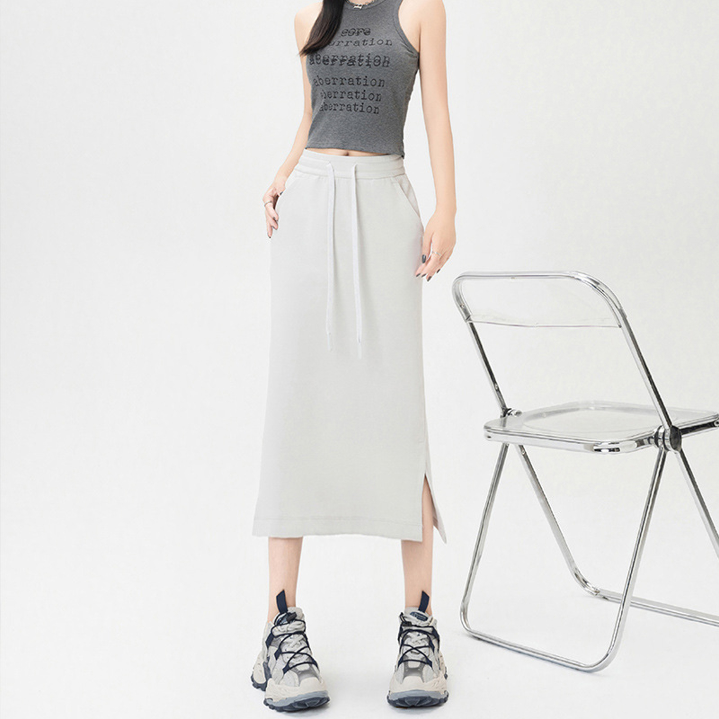 lulu同款半身裙女夏抽绳一步裙