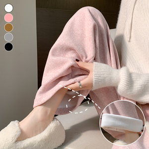 羊绒窄版阔腿裤女秋冬2022年新款宽松垂感加绒针织休闲直筒拖地裤