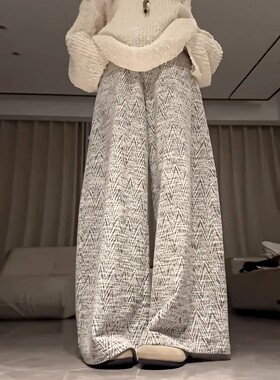 灰色小香风阔腿裤女秋季2025新款小个子高腰显瘦休闲慵懒风直筒裤