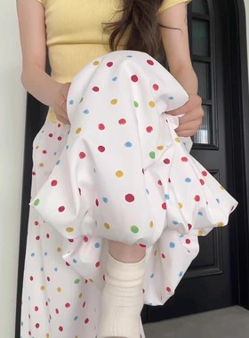 彩色花苞裙裤女夏季薄款2025年新款高腰显瘦甜美小个子休闲阔腿裤