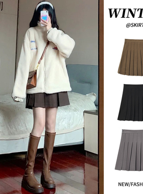 小个子百褶裙女半身裙短裙春秋冬2025新款高腰显瘦灰色jk裙a字裙