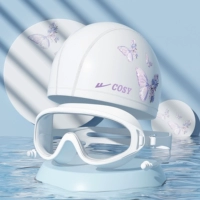 Чистые белые + чистые белые очки [интегрированные затычки для ушей]