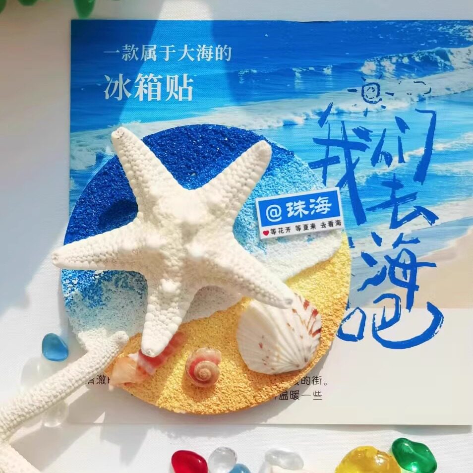 珠海南澳岛旅游纪念品贝壳海螺肌理画冰箱贴伴手礼