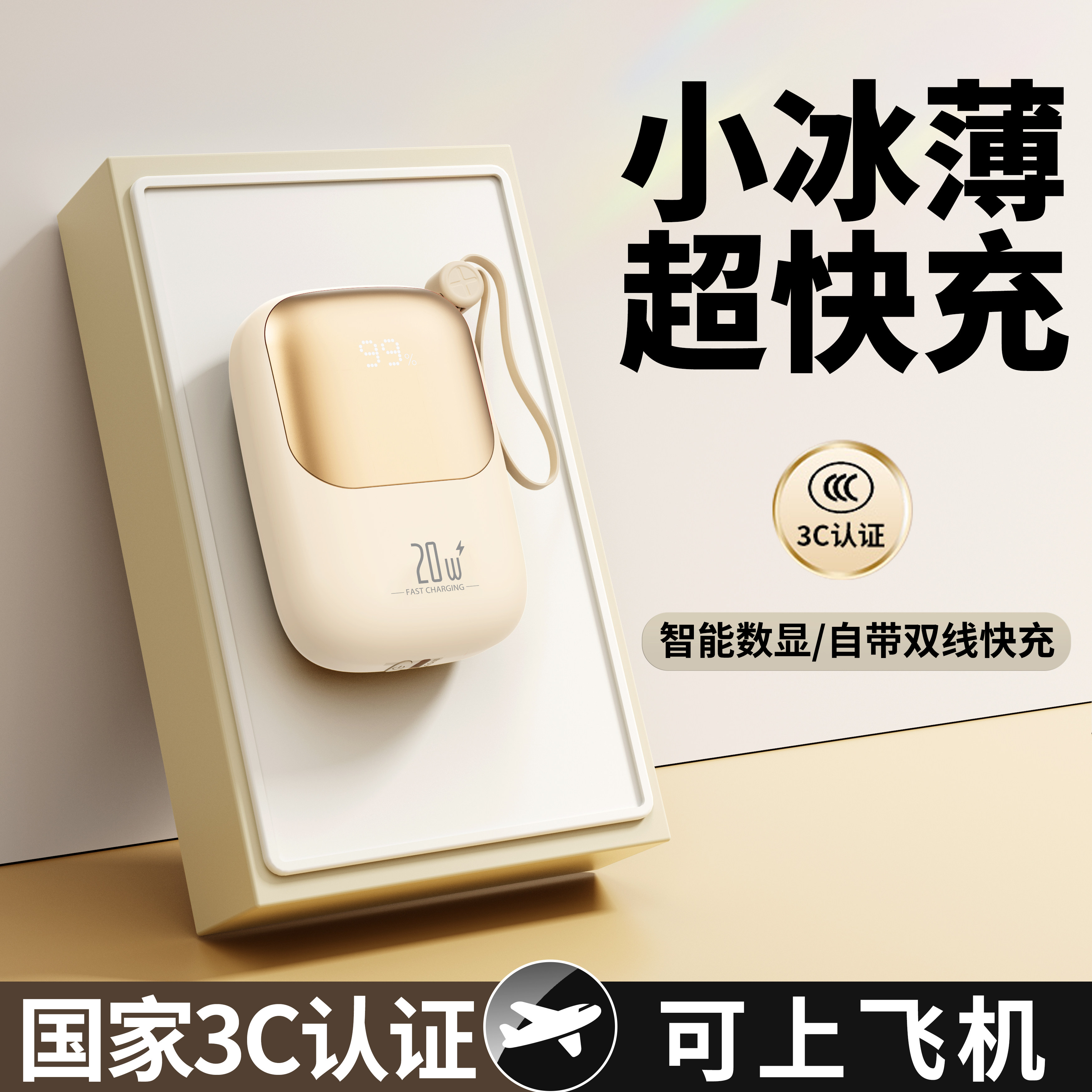 2025新款3c认证可上飞机充电宝大容量20000毫安自带线超级快充官方旗舰店正品超薄小巧便携适用小米苹果华为,3C数码配件,移动电源,淘宝优惠券,粉丝福利购,淘宝优惠卷
