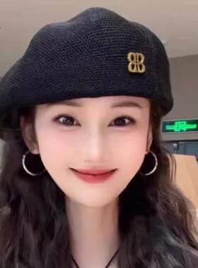 时尚百搭针织贝雷帽女日系复古
