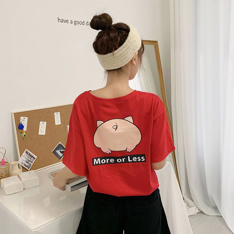 t-shirt短袖女短袖t恤新年猪猪中长款情侣款打底衫内搭上衣女|msdalam kategori Butik wanita / wanita, baju-T - dari Buy2taobao.com untuk memberikan perkhidmatan ejen Taobao profesional membeli