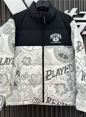 2024冬季新款图案满印保暖羽绒服