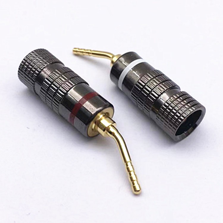 中道枪色logo镀金2mm针插音响