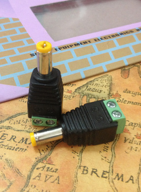 特价 黄色音叉DC2.1公电源接头免焊端子12V带线柱DC音叉弹片插头