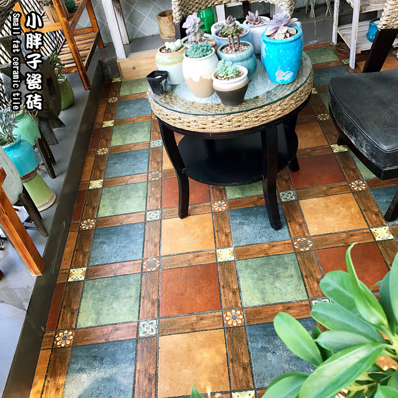 美式乡村阳台防滑地砖庭院过道瓷砖厨房卫生间花园仿古砖300*300