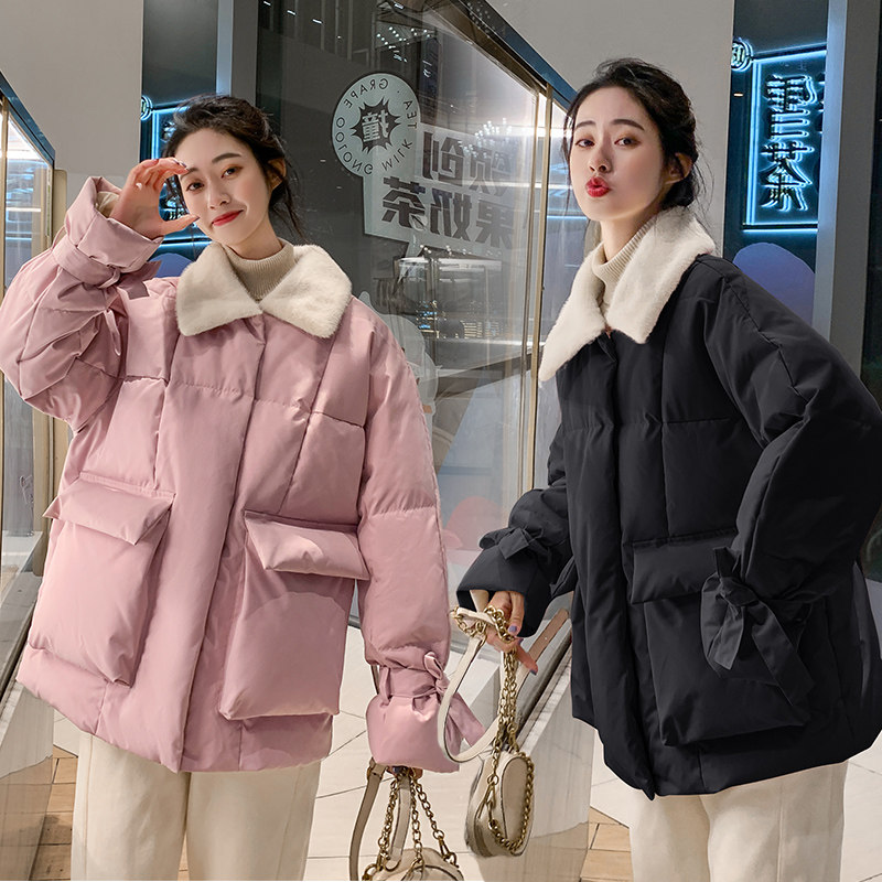 软妹冬装女新款棉衣韩版棉袄羽绒棉服加厚防寒拼接毛领外套杭派秋
