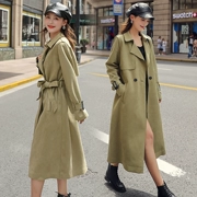 Áo gió dụng cụ Deerskin trong đoạn văn dài mùa thu và mùa đông mới retro thời trang Anh khí thời trang nữ áo khoác nữ - Trench Coat