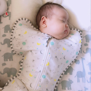 原单 新生婴儿防惊跳睡袋秋冬四季款投降式襁褓宝宝防踢被可拆袖
