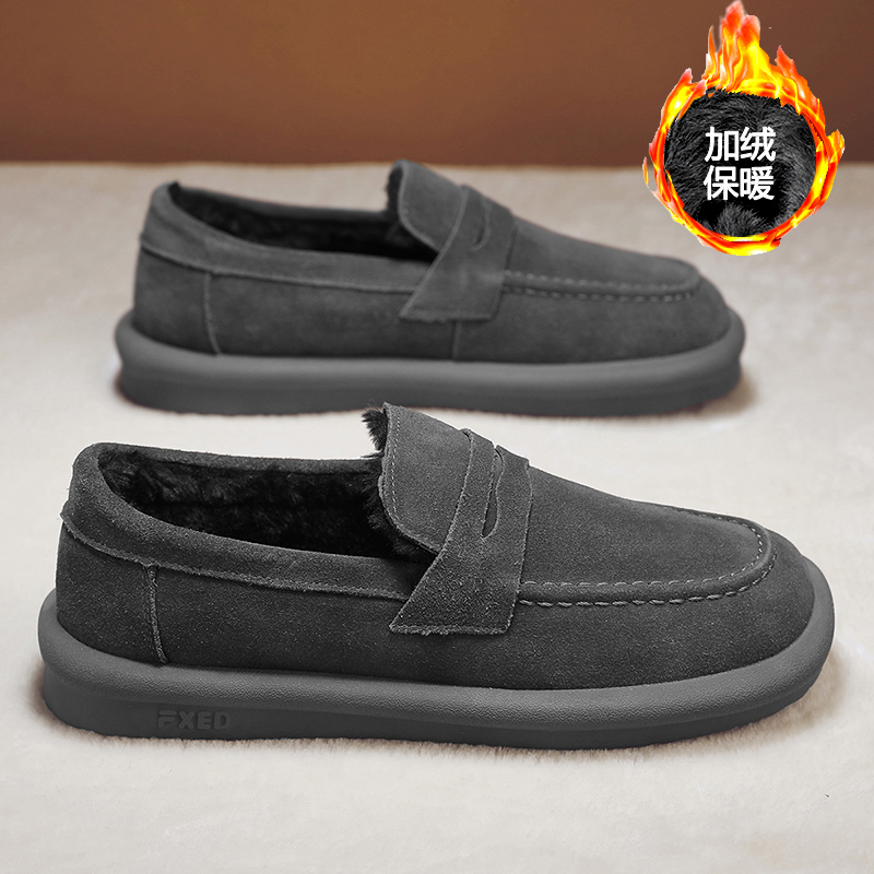 新款冬季一脚蹬棉鞋豆豆鞋