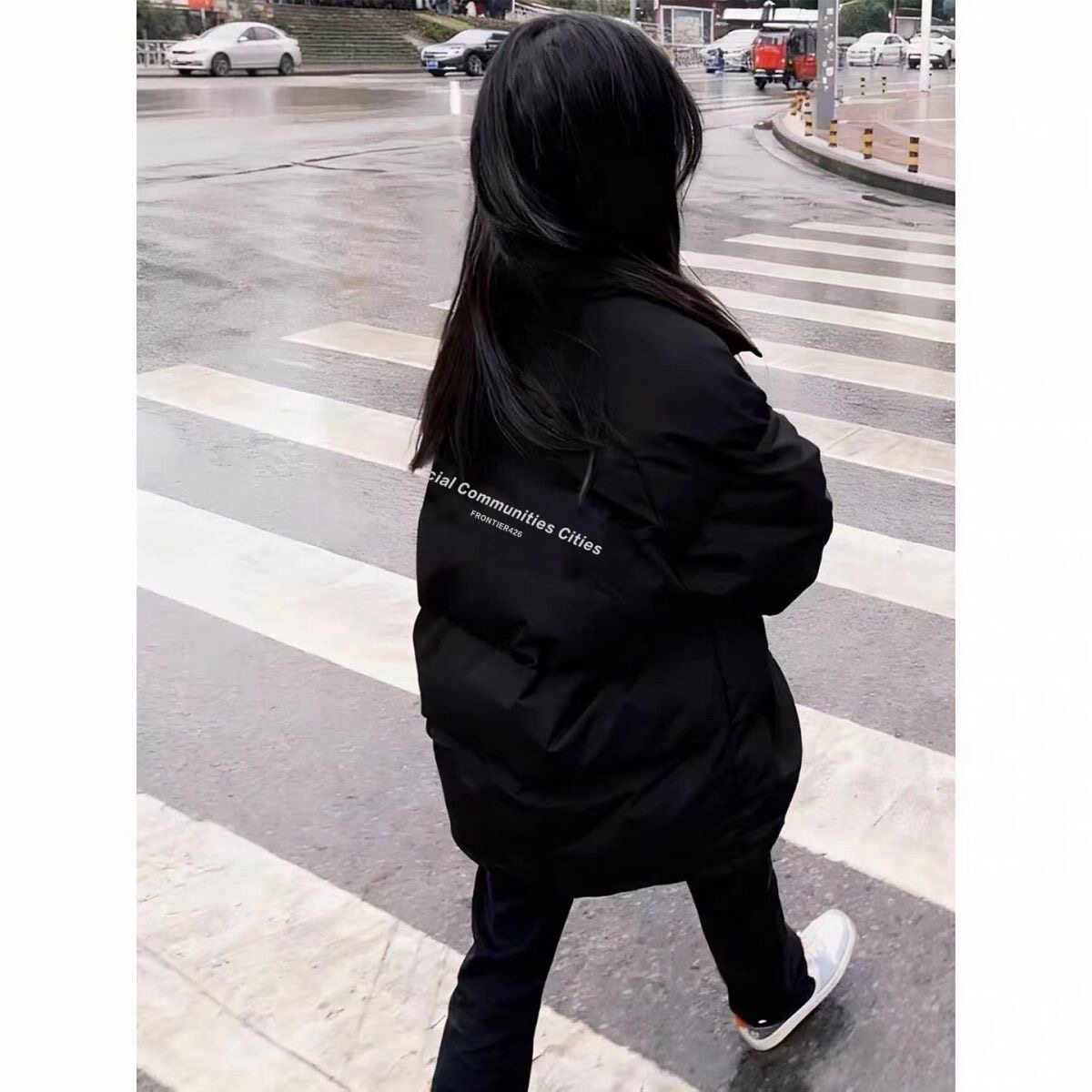 美式立领羽绒棉服女初中生冬季新款不臃肿宽松高中生防寒棉衣外套
