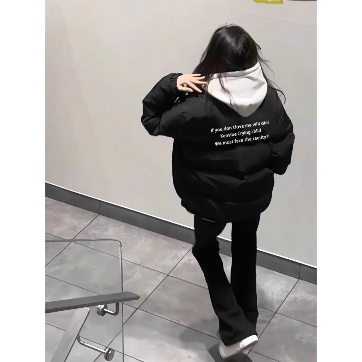 美式高街羽绒棉服女大童冬季初中高中学生宽松加厚保暖棉袄外套潮