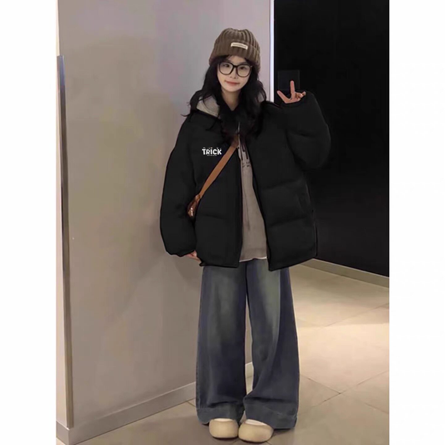 美式时尚羽绒棉服女款冬季2026新款流行不臃肿加厚高街立领面包服