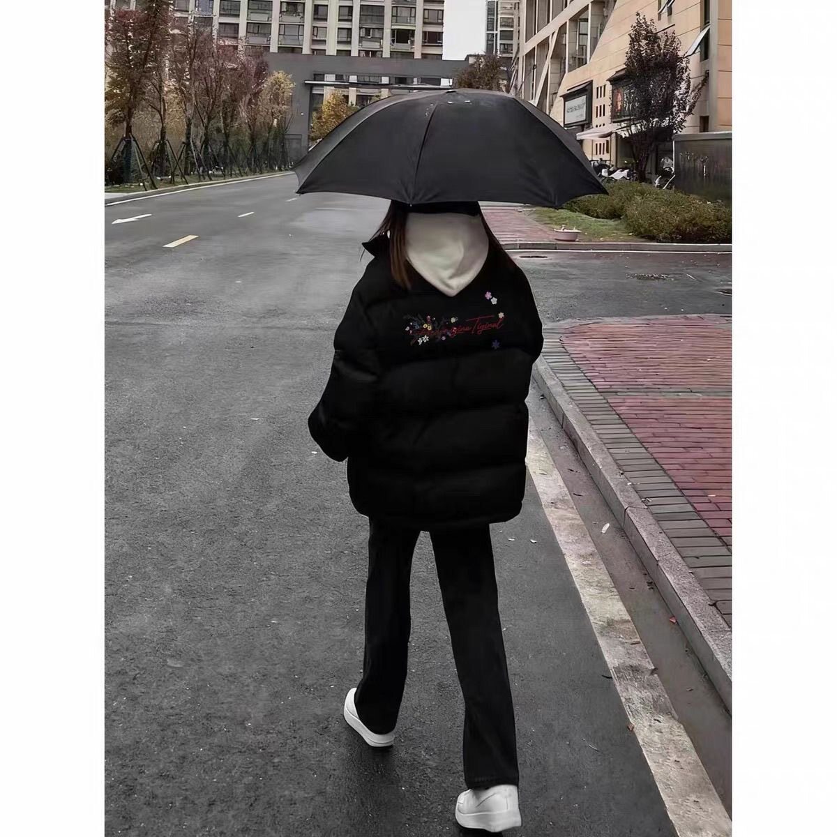 潮牌街头羽绒棉服女冬季2026新款休闲高中生棉袄不臃肿立领面包服