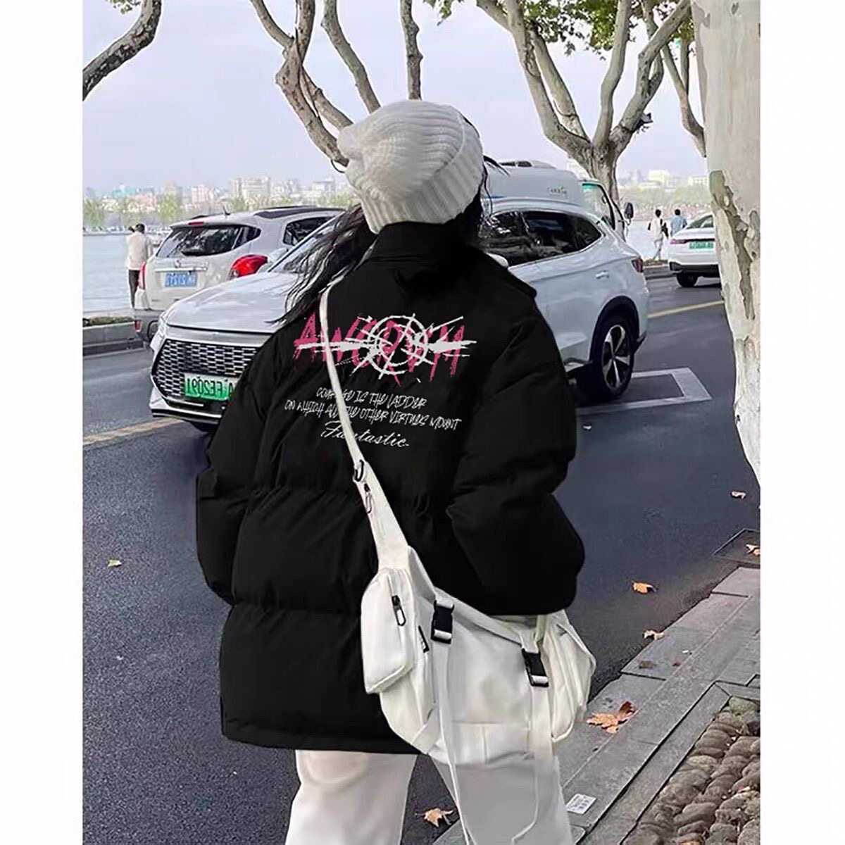 美式高街羽绒棉服女冬季新款加厚保暖高中生立领宽松不臃肿面包服