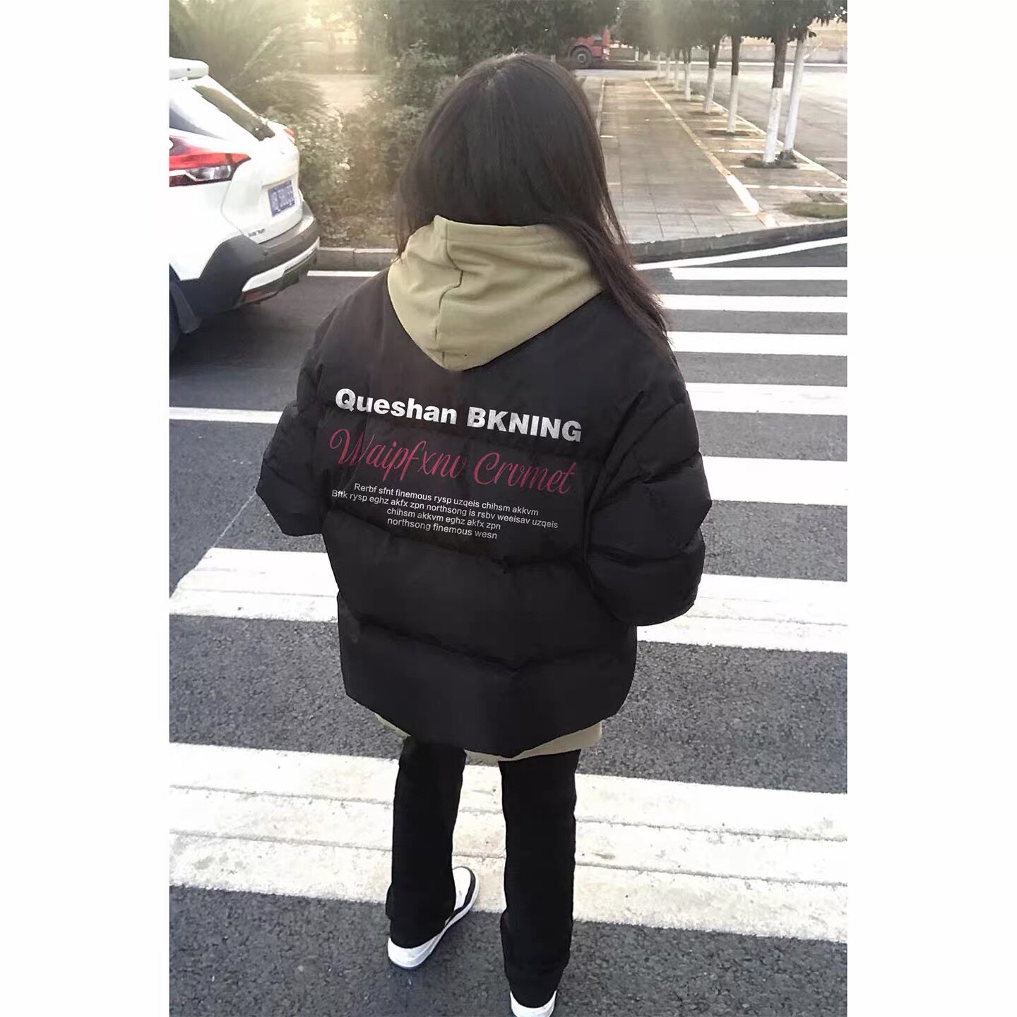 美式字母秋冬宽松羽绒棉服女加厚保暖小个子棉袄初中学生棉衣外套
