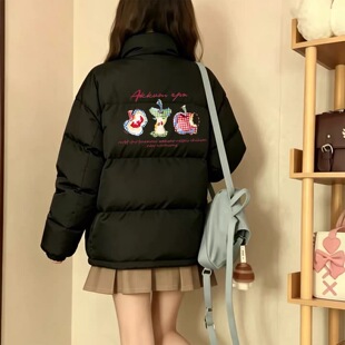 黑色棉服外套宽松加厚棉袄女款2026新款秋冬好看中长款不臃肿棉衣