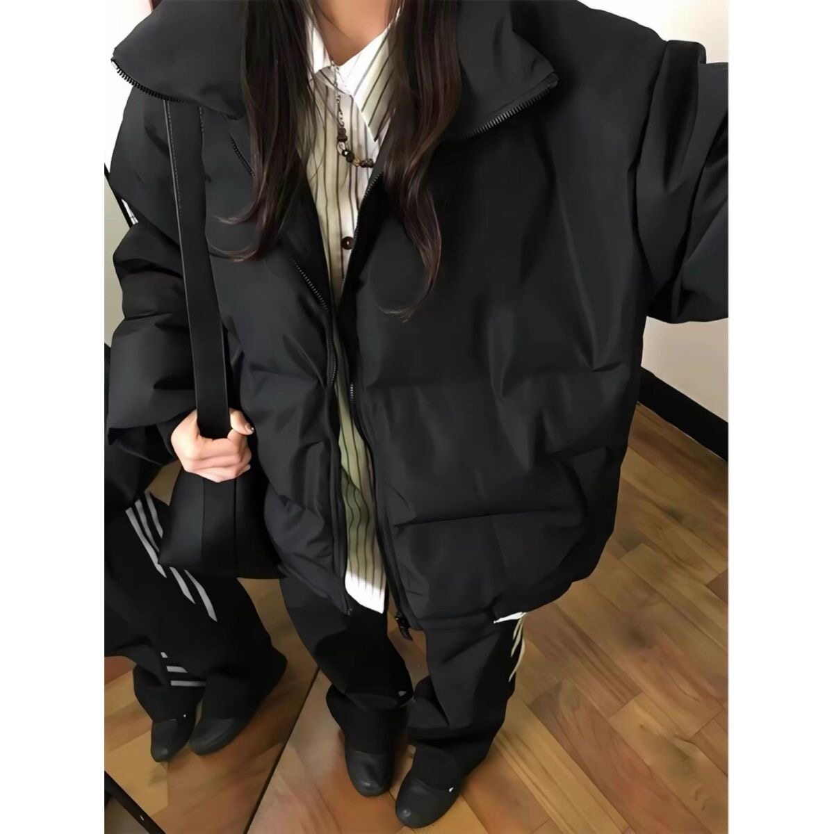黑色羽绒棉服女冬季2026新款韩系今年流行爆款加厚不臃肿棉衣外套