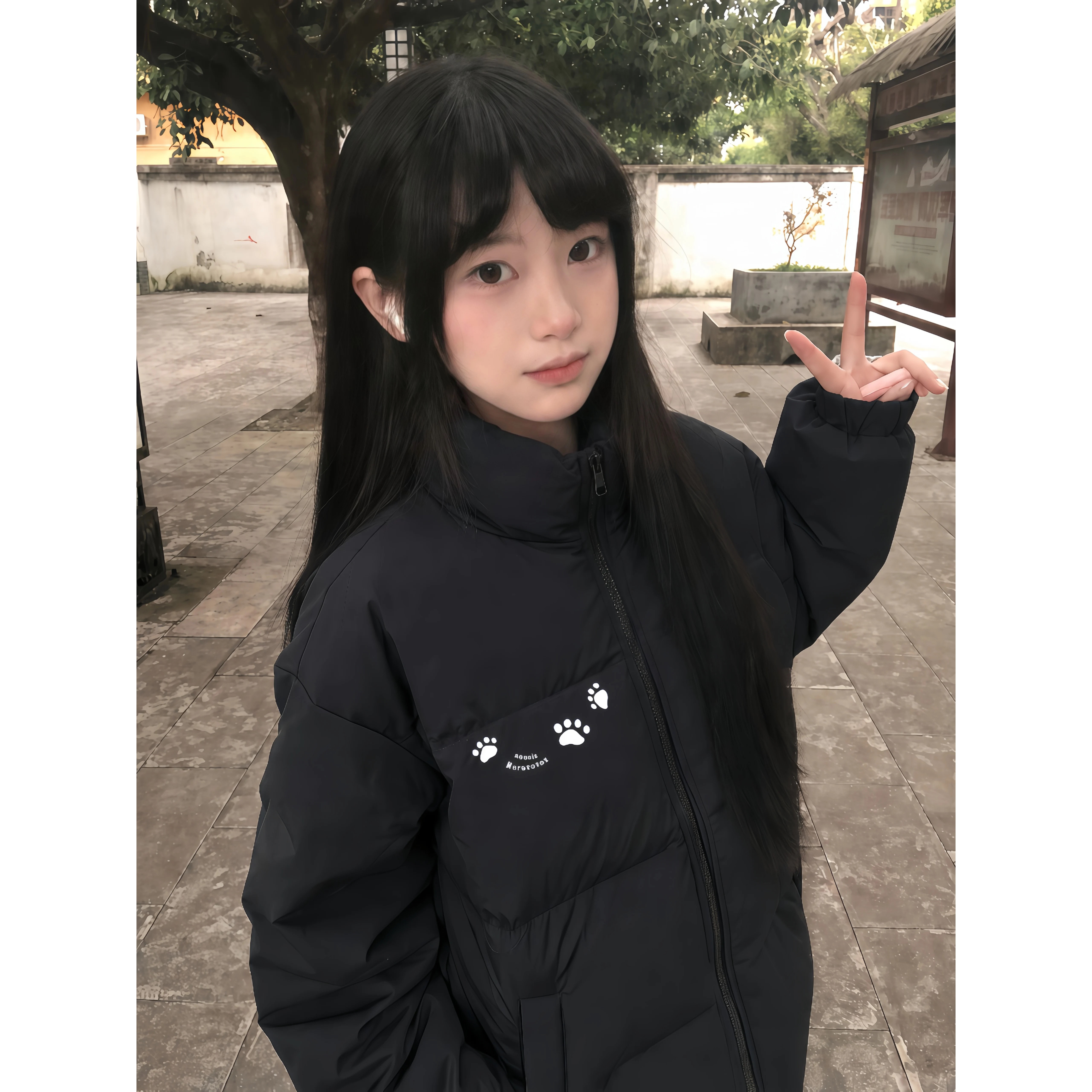 美式立领羽绒棉服女大童宽松加厚保暖冬季初中高中学生面包外套潮