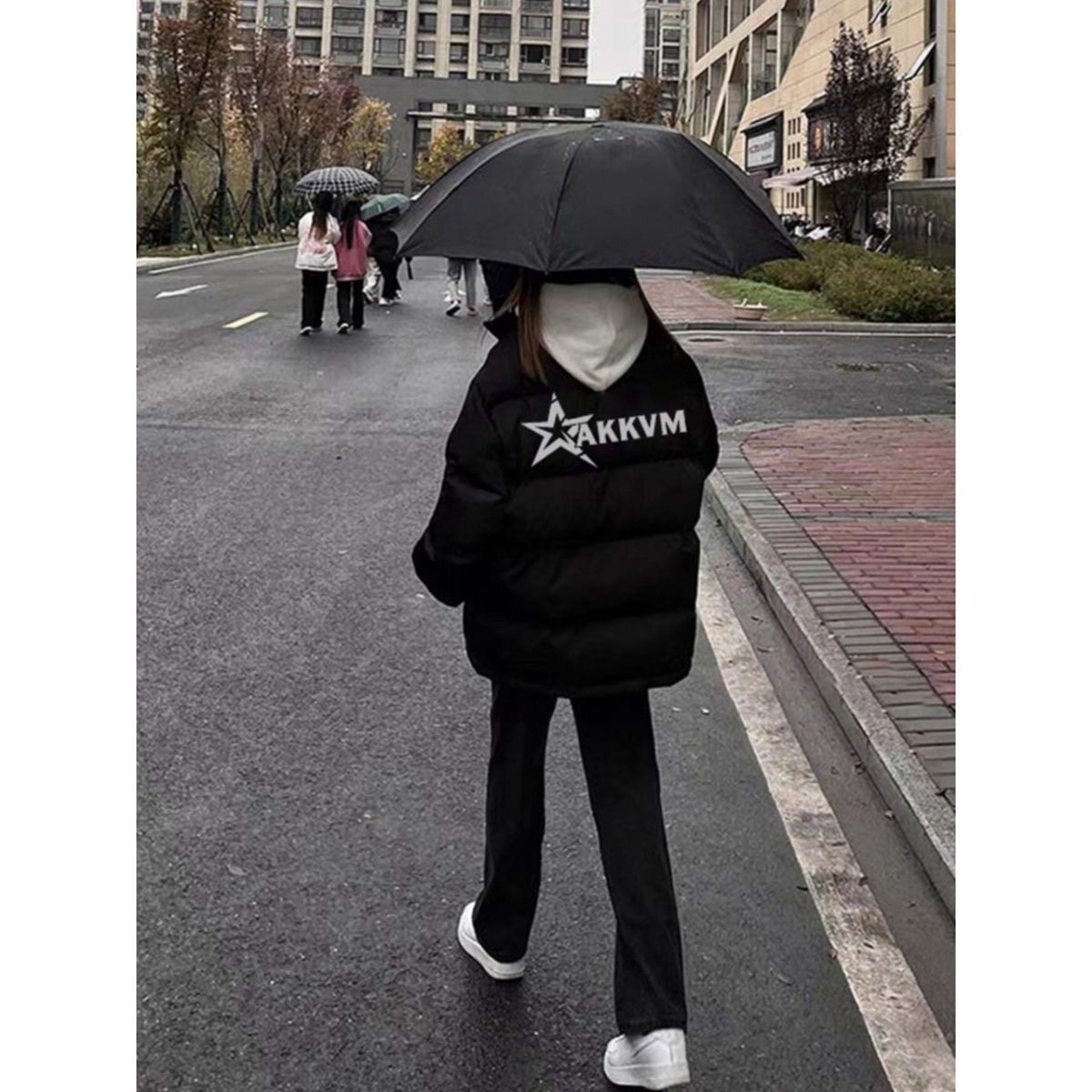 黑色潮牌保暖轻薄羽绒棉服2026新款女冬季宽松百搭立领棉袄外套潮