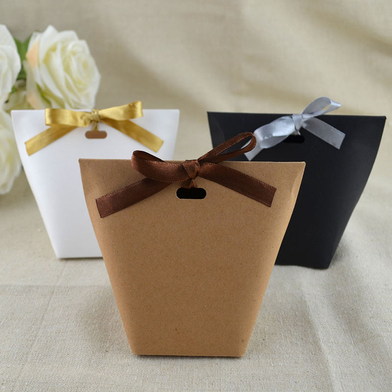 25/50pcs blank kraft paper bag white black candy bag wedding