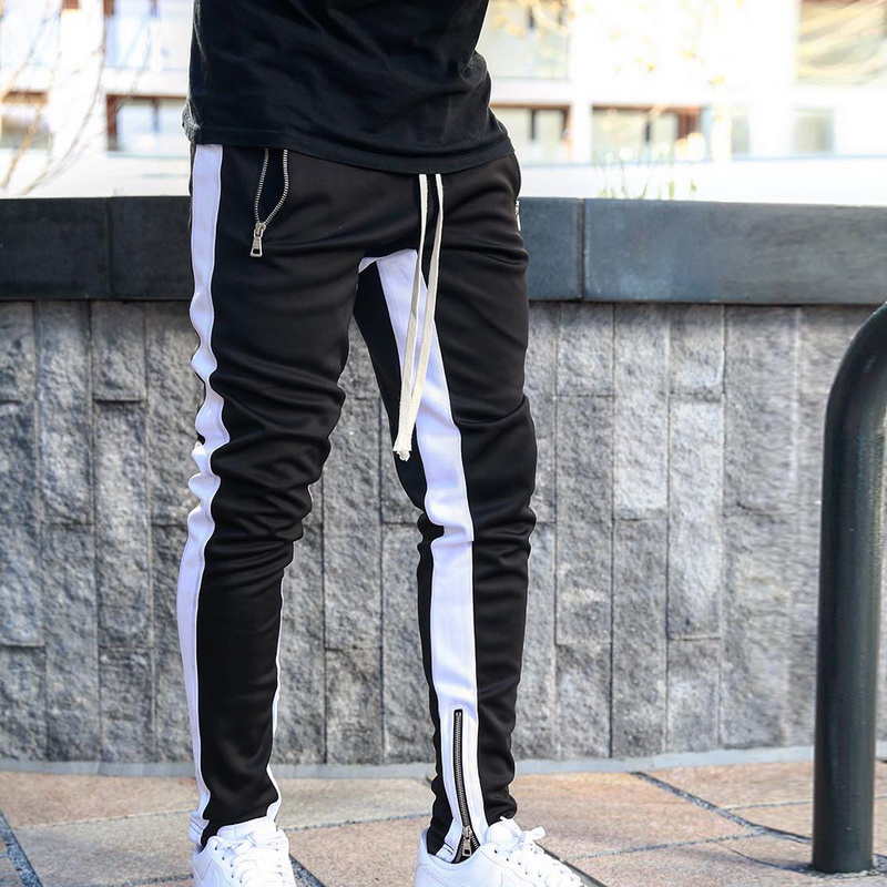 Mens Joggers zipper Casual Pants Fitness Sportswear Tracksu 运动服/休闲服装 运动中长裤／短裤 原图主图