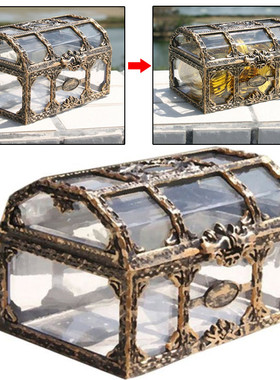 Pirate Design Coin Storage Box Treasure Chest Metal Lock Je