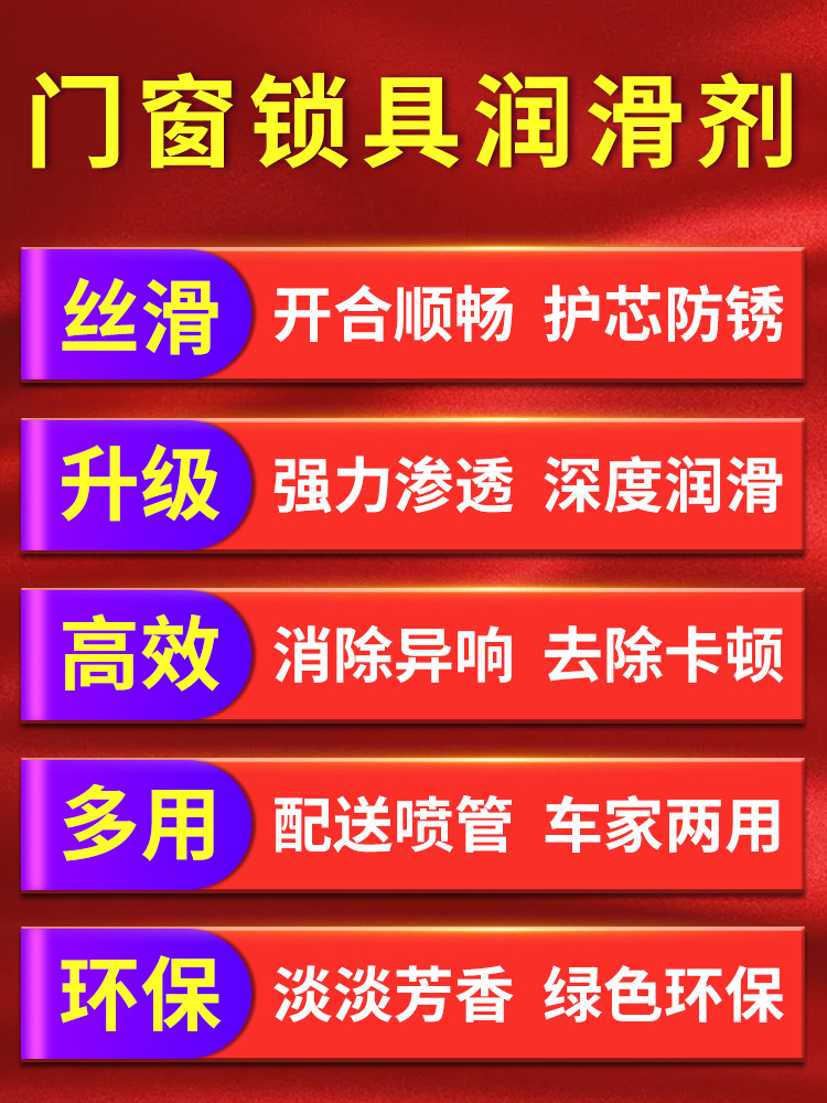 开门静无声不卡顿门窗锁具润滑喷剂合页铰链锁芯专用防门响门轴油