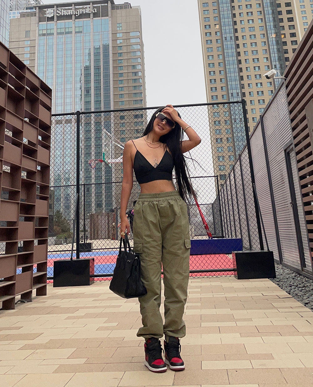 Easy handsome Khaki green canvas pocket leisure time Legs Elastic waist Overalls trousers Hip-hop pants streetin the Women's clothing/Boutique , Pants , Casual pants  category - from Buy2taobao.com to provide professional Taobao agent buy service