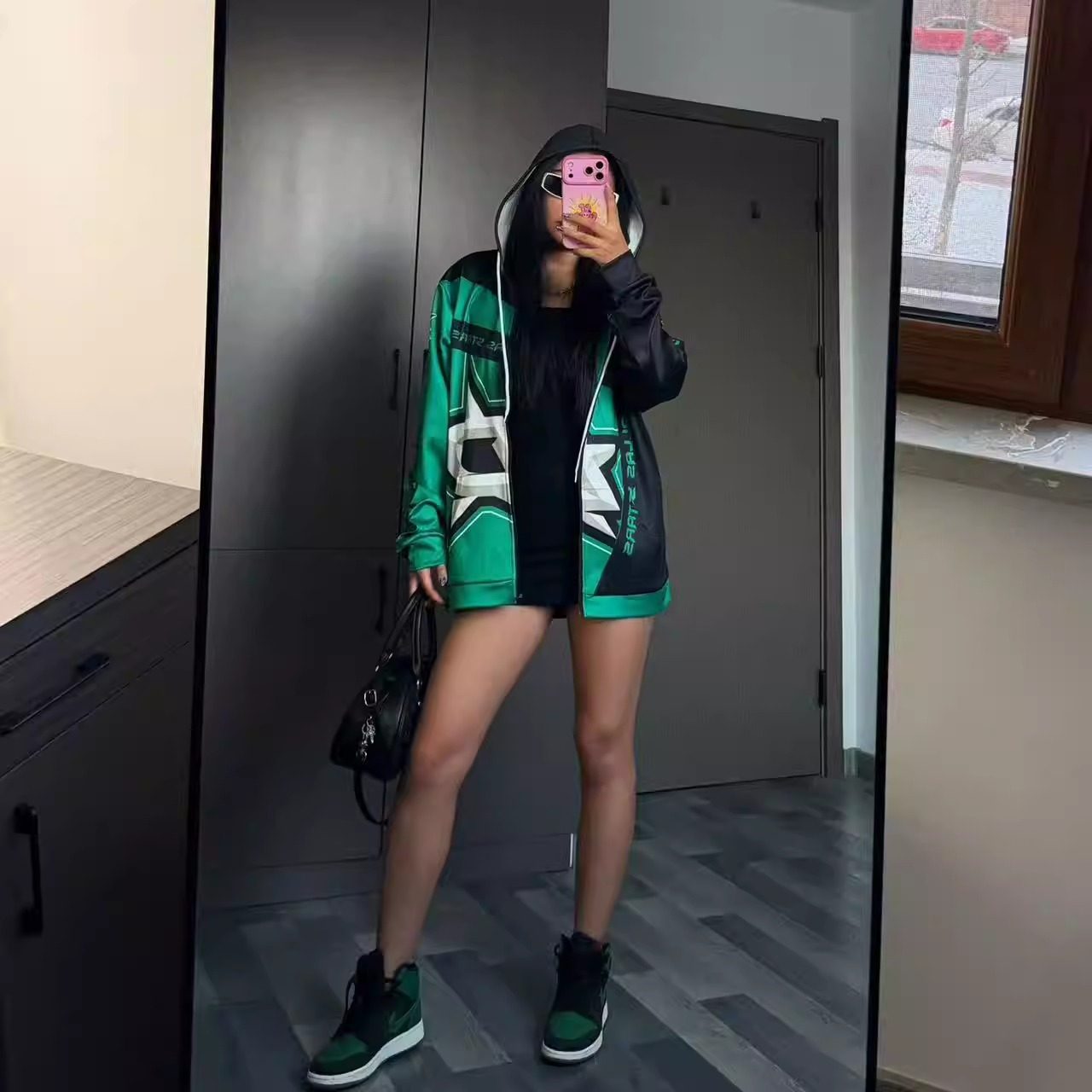 欧美式街头宽松黑绿运动嘻哈达拉斯星队拉链长袖连帽卫衣帽衫球服,女装/女士精品,卫衣/绒衫,淘宝优惠券,粉丝福利购,淘宝优惠卷