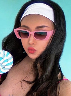复古方框欧美芭比粉红太阳镜墨镜