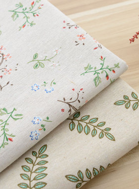 印花棉麻布料手工diy布头桌布沙发窗帘布麻布花布背景布清仓处理