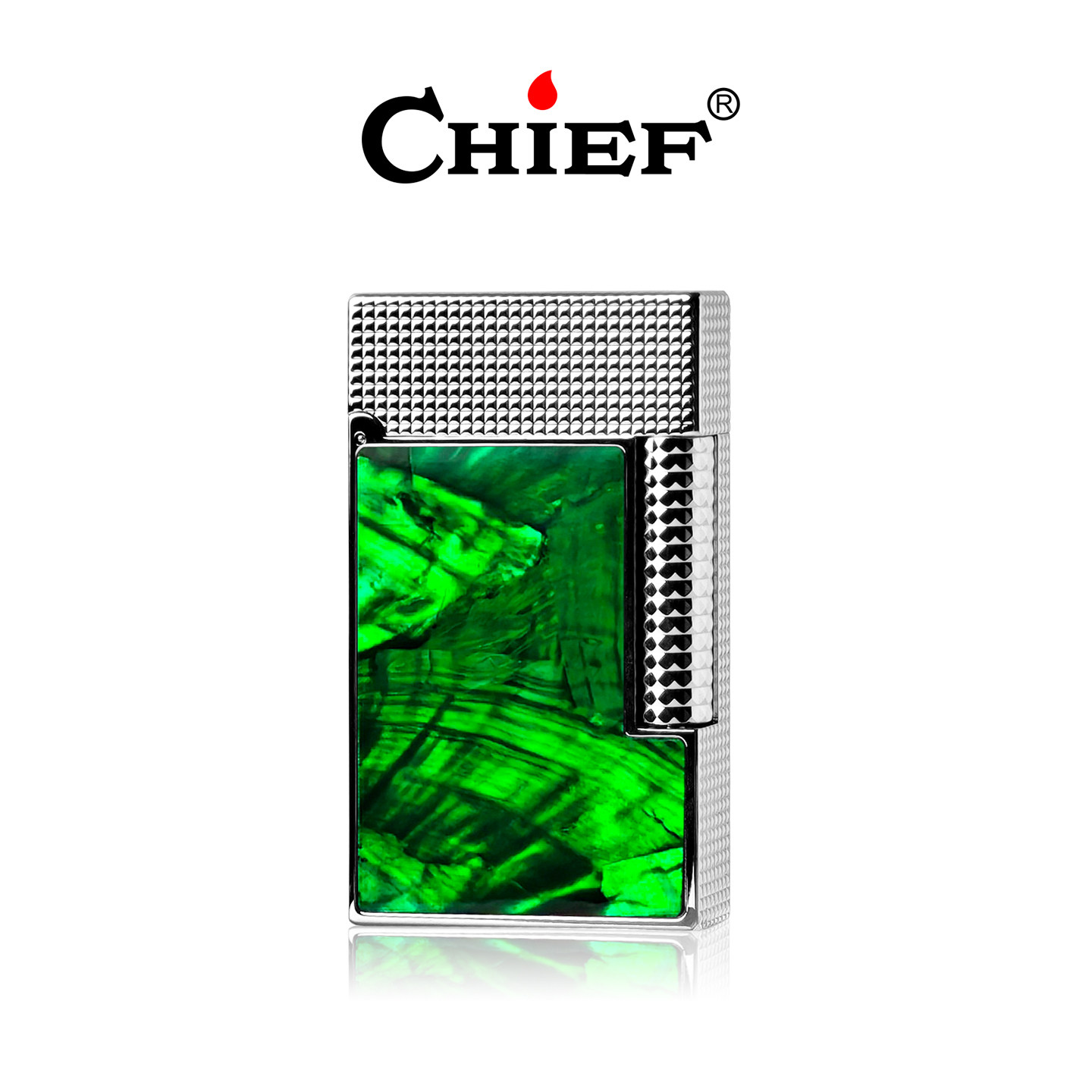 绿贝-Chief首领天然彩贝黄铜朗声充气打火机高颜值送礼高档