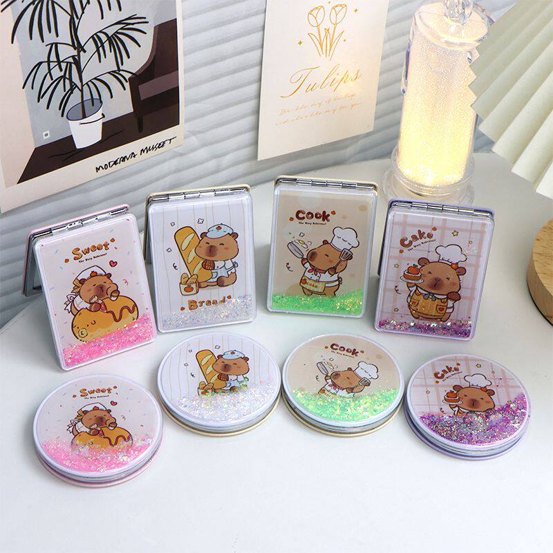 小镜子化妆旅游便携高清可折叠手拿梳妆镜学生宿舍迷你随身镜小巧