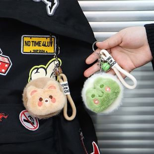 毛绒镜子挂件双面迷你小化妆镜可爱包包玩偶挂饰钥匙扣包挂随身镜