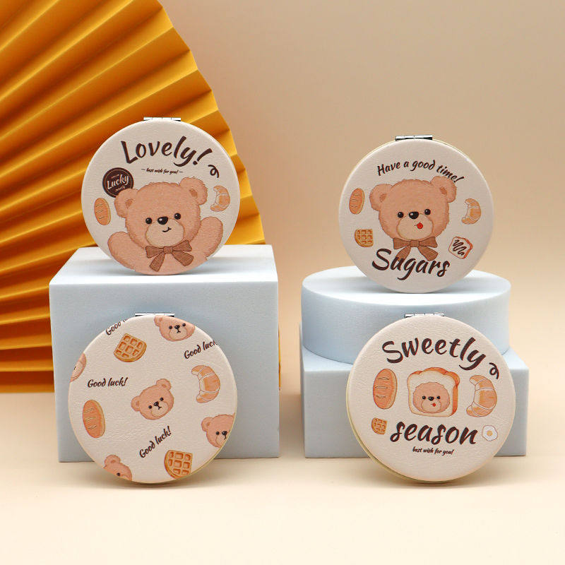 日系镜子化妆镜随身便携折叠 一面放大迷你小镜子可爱补妆女学生